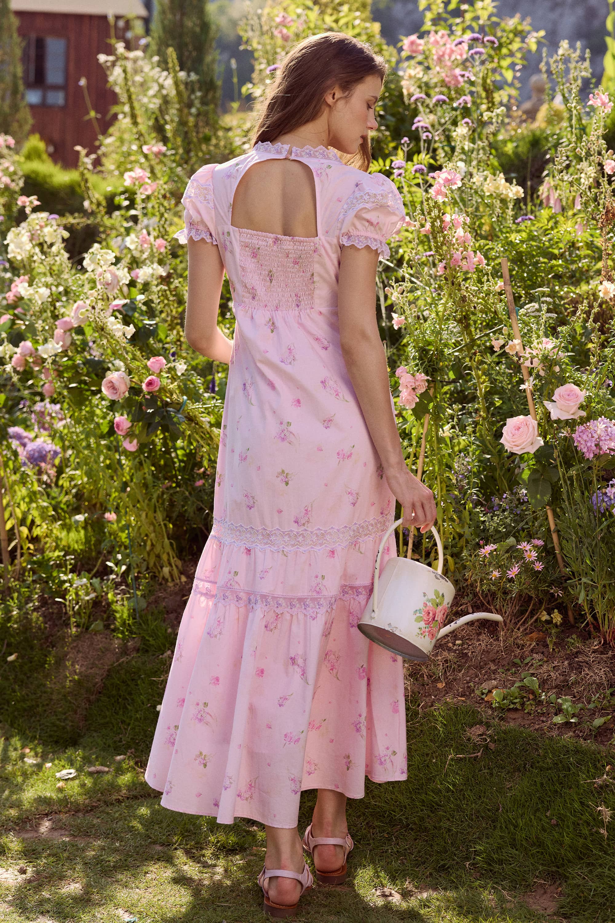 Ophelia V-neck Cotton Embroidery Lace Midi Dress