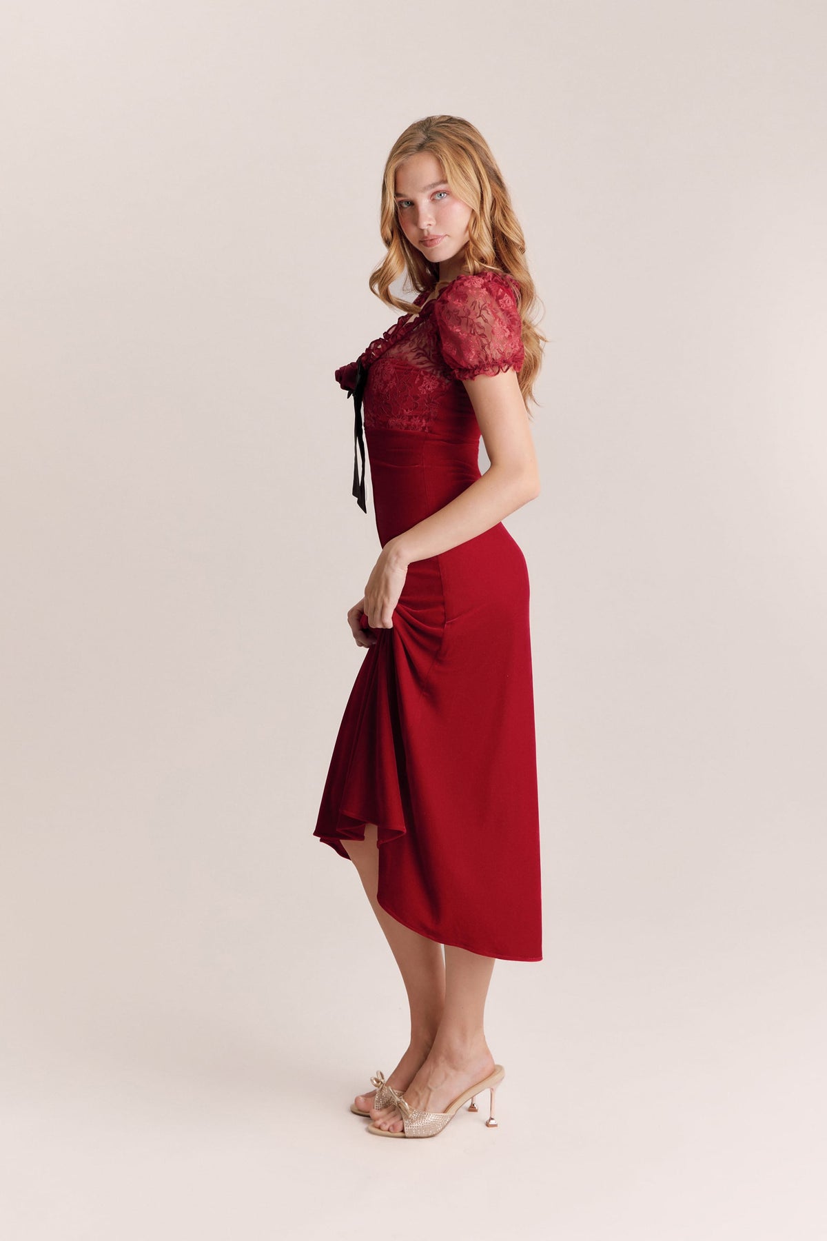Bria Red Velvet Maxi Dress