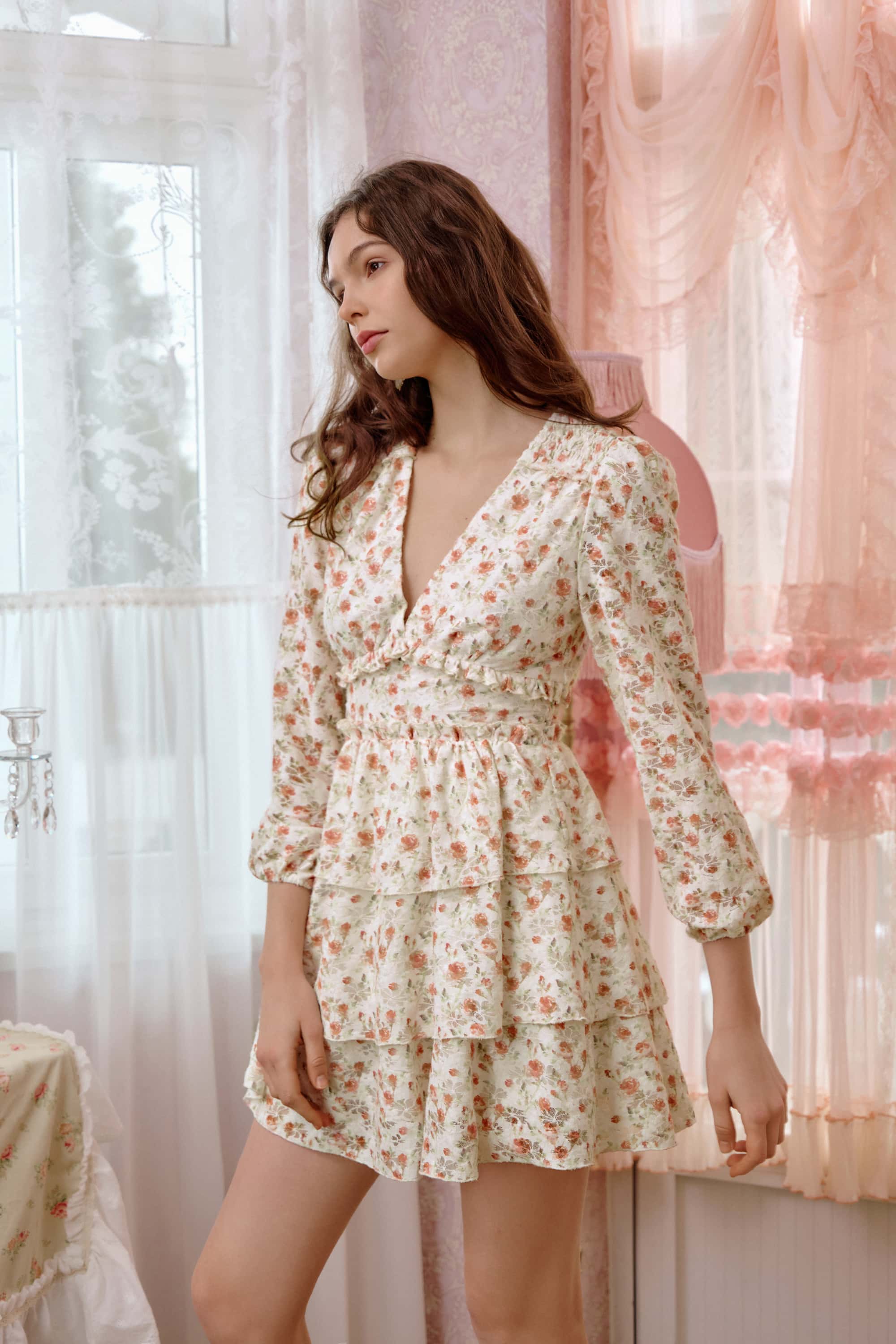 Elsa Lace Floral Layered Mini Dress