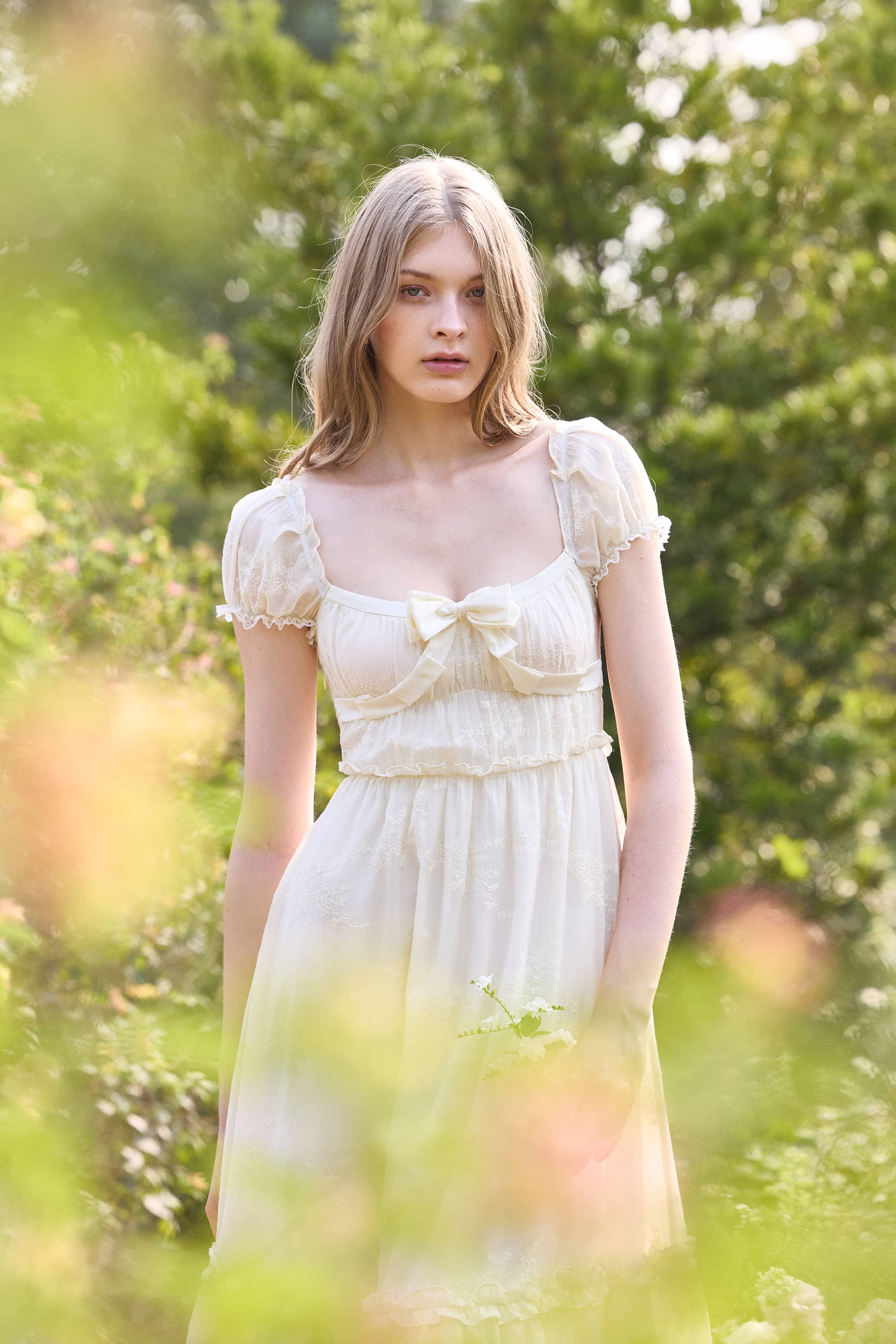 Charlotte Viscose Midi Dress in Ivory