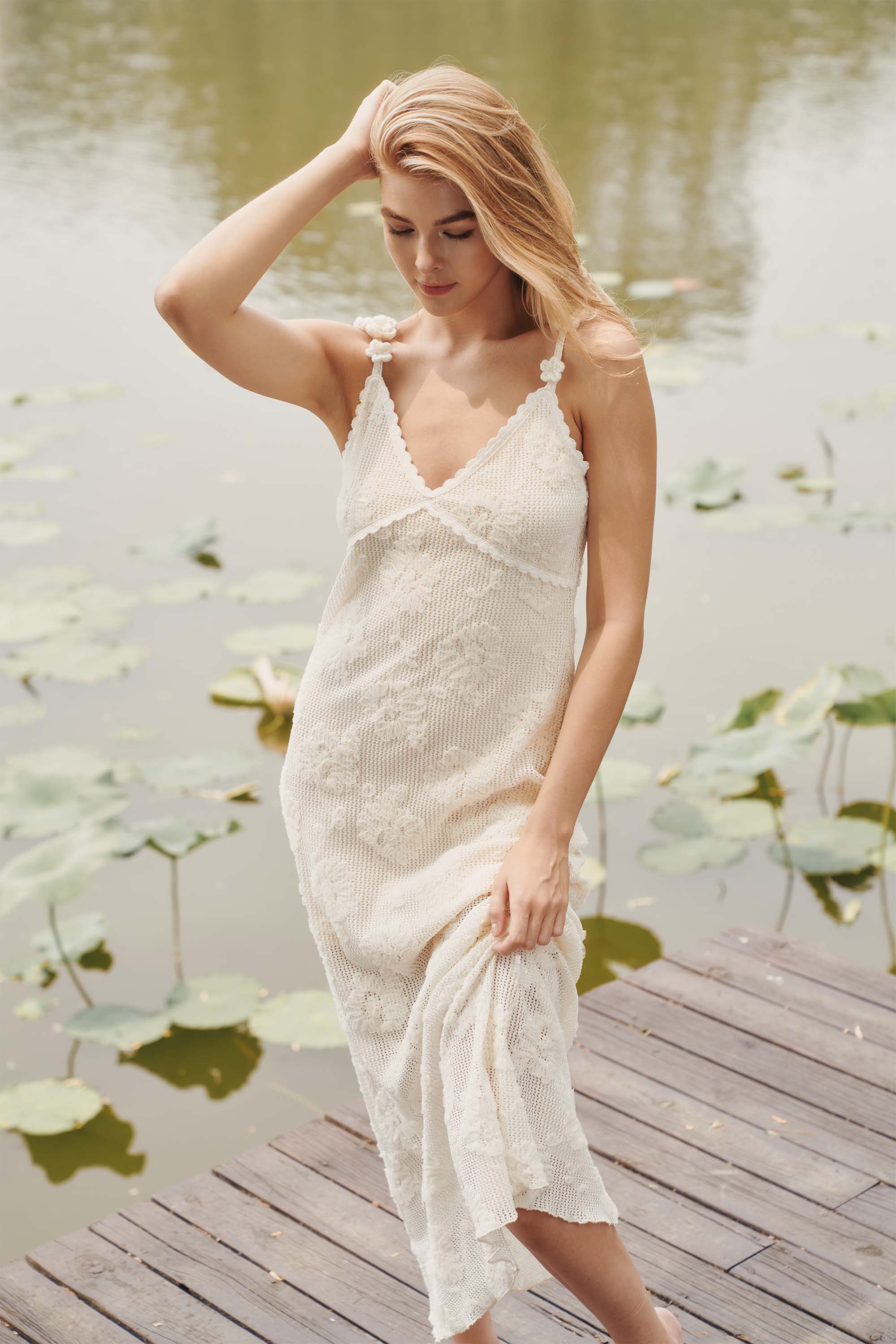 Dasha Crochet Lace Maxi Dress in White