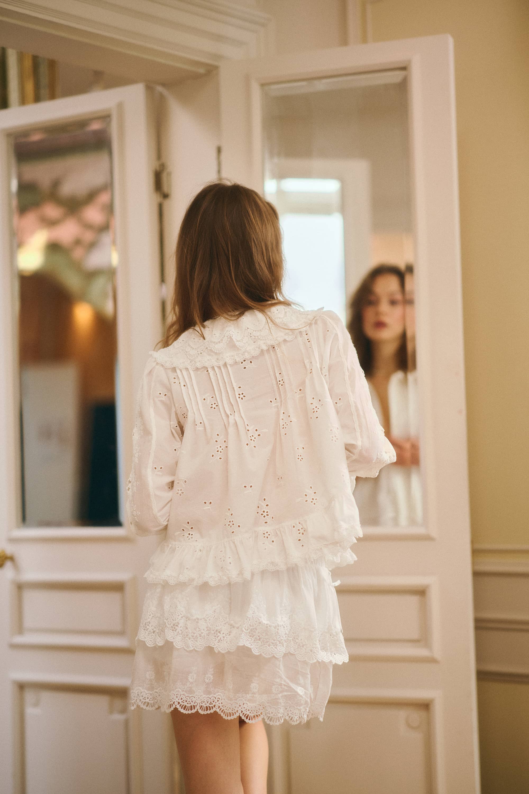 Mila Embroidered Cotton Blouse in White