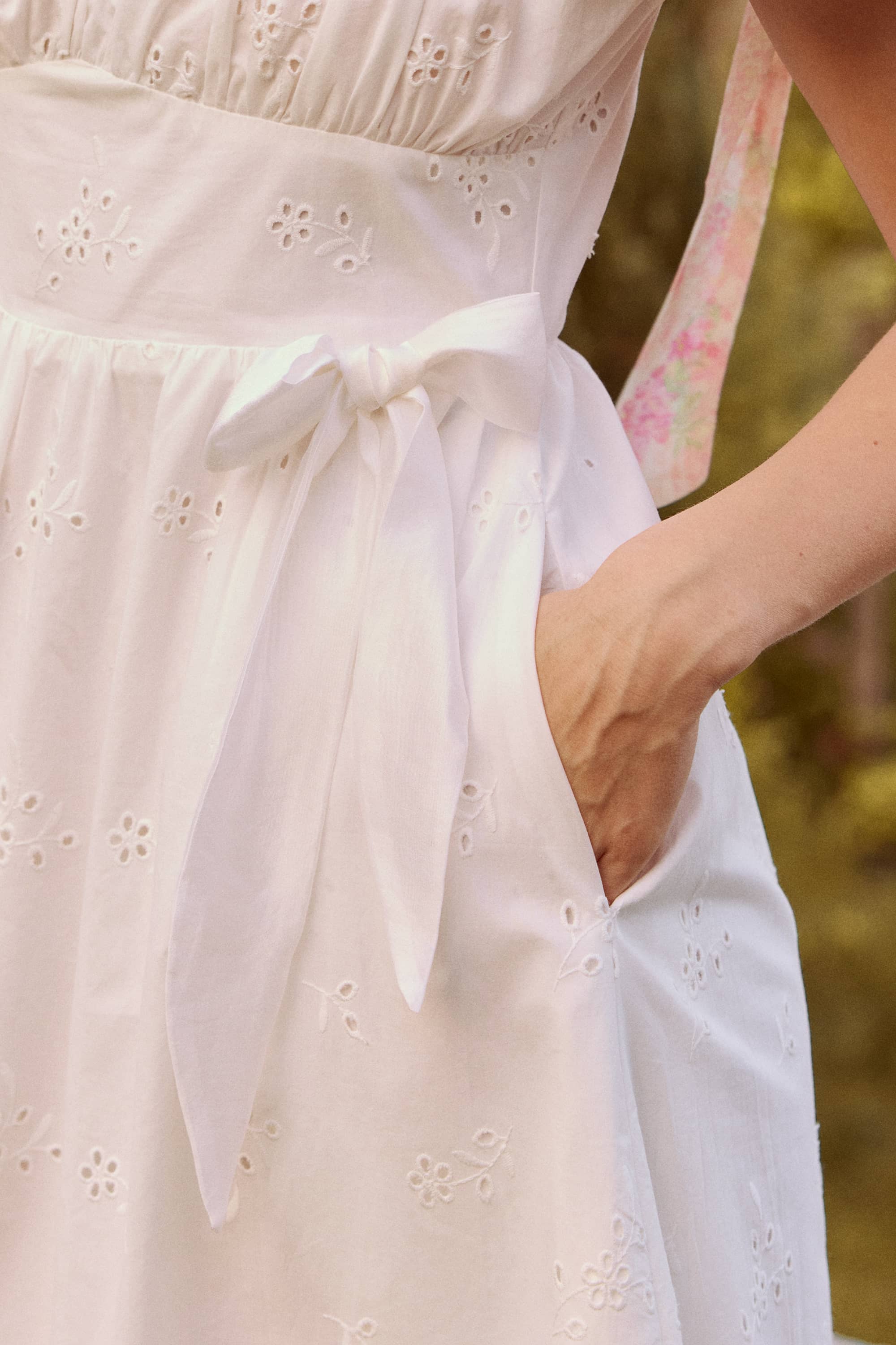 Antoneitte Embroidered Cotton Midi Dress in White