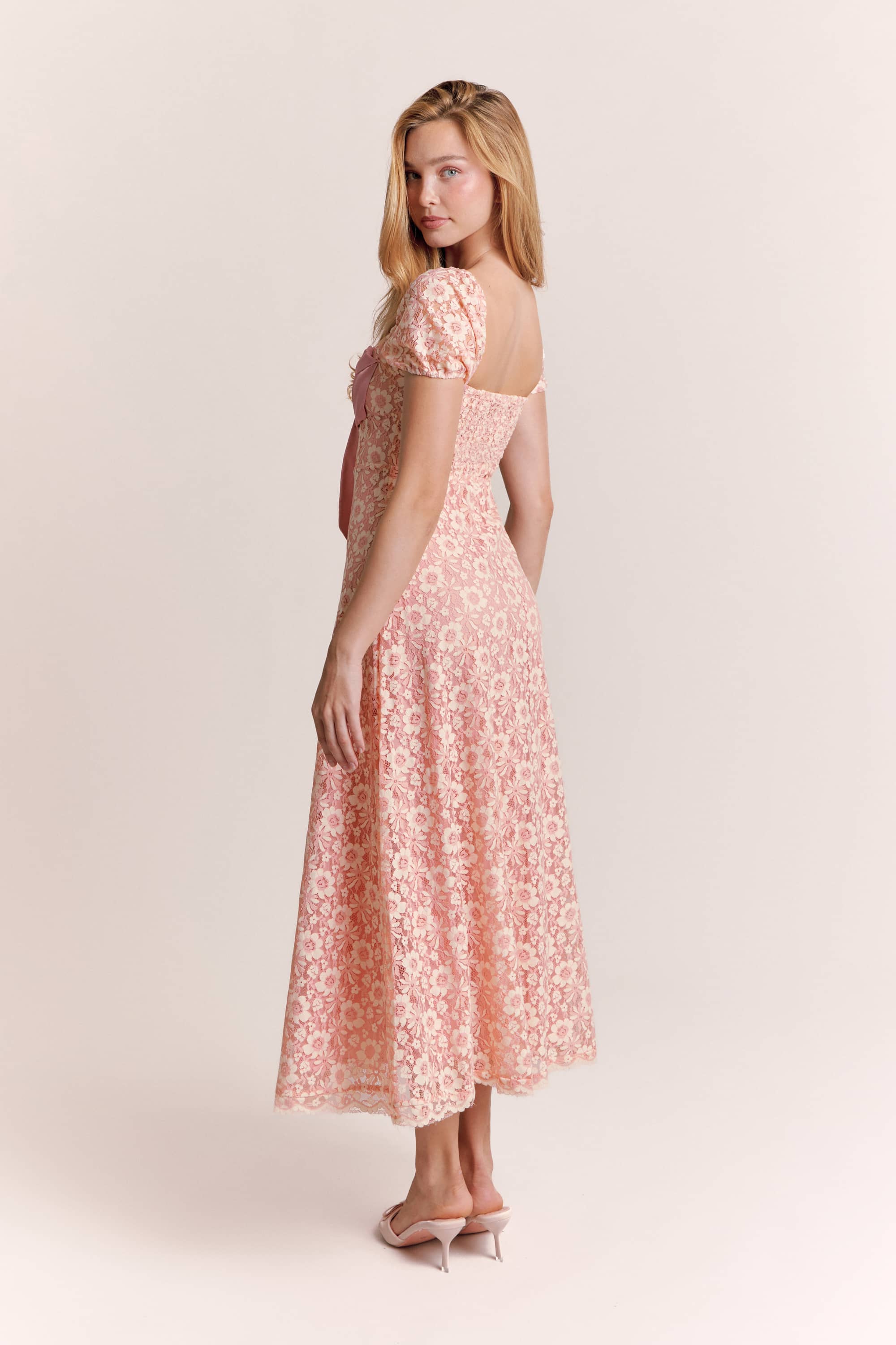 Jayden Cordonnet Lace Maxi Dress in Tea Rose Pink